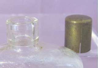   Glass CELLO Figural Powder Shaker Jar & Ribbed Perfume BOTTLE  