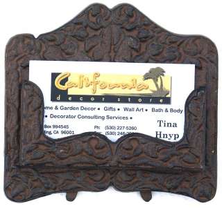Cast Iron Metal BUSINESS CARD HOLDER Antique Rust Gift 763687030004 