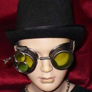 Steampunk Goggles Glasses magnifying lens Pewter Lime G  