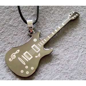  Stainless Steel Guitar Pendant Necklace 