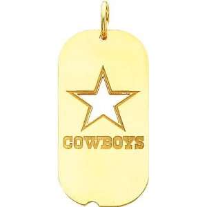  14K Gold NFL Dallas Cowboys Star Logo Dog Tag Charm 
