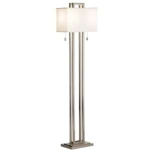   Euro Design Double Tier Brushed Nickel Floor Lamp
