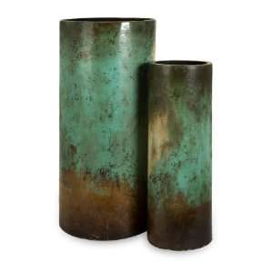  Set of 2 Turquoise and Bronze Ombre Rustic Mexican Style 