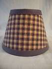 country primitive style fabric candle lamp shade red white denim