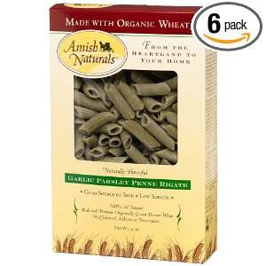 Amish Naturals Garlic Parsley Penne Rigate, 12 Ounce Boxes (Pack of 6 