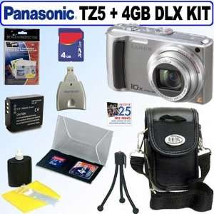 Panasonic Lumix DMC TZ5S 9MP Digital Camera Silver + 4GB Deluxe Kit