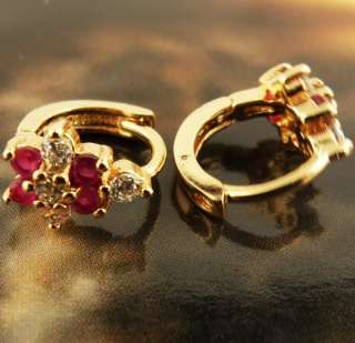 Deluxe Ruby Gems Earring ME46 14k Rose Gold Filled Jewelry  