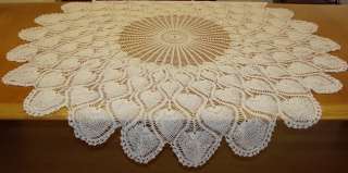 Nicely made, crocheted round tablecloth. Condition is very good with 