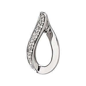 Uniquely Curved Open Pear Shaped Pendant with Pave Diamond 