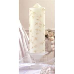 Elegant Ivory Floral Pillar Candle: Home & Kitchen