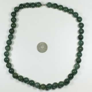   12mm Beads Dark Green Necklace Grade A Chinese Jade Jadeite  