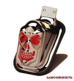 CHROME SKULL TOMBSTONE TAILLIGHT COVER FOR HARLEY NEW  