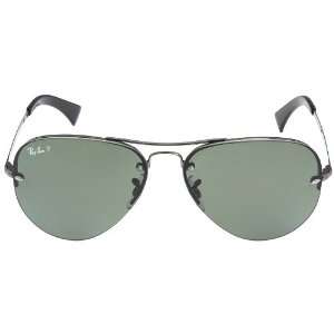 New Ray Ban AVIATOR RB3449 Gunmetal/Green 004/9A Polarized Sunglasses 