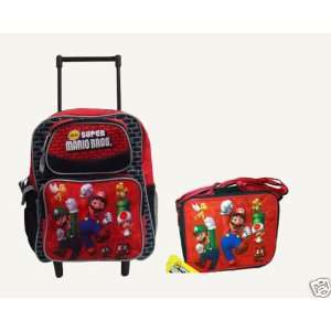   Super Mario Large Rolling Backpack Bag and Lunchbox 