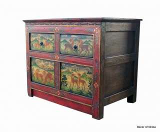 Nice Tibetan Painted Wood Cabinet Prayer Table DE18 03  