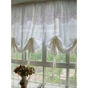   Romantic battenburg white Adjustable Pull up Curtain: Home & Kitchen