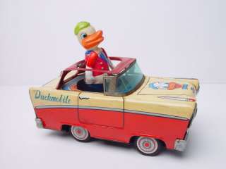 Vintage Disney Donald Duck Celluloid Duckmobile Tin Car  