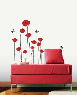 Flowe Wall Decals Red Poppy Removable Vinyl Stickers  