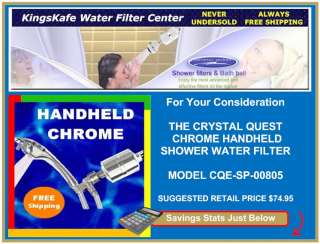 CRYSTAL QUEST CHROME HANDHELD SHOWER WATER FILTER  