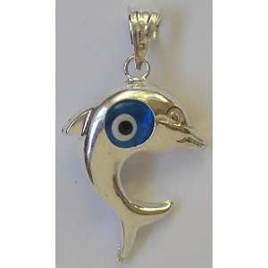 Sterling Silver Evil Eye Pendant Dolphin