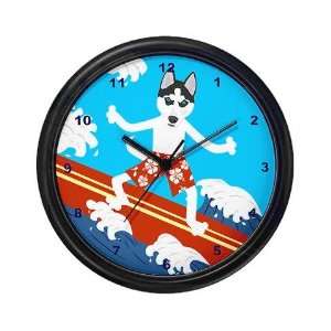  Siberian Husky Longboard Surfer Pets Wall Clock by 
