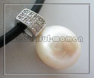 14mm drip white freshwater pearl pendant gemmy zircon  