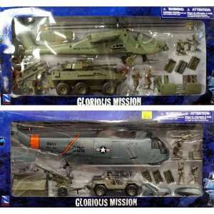 Glorious Mission Plastic Army Men Rescue Helicopter Playset 2 Packs 
