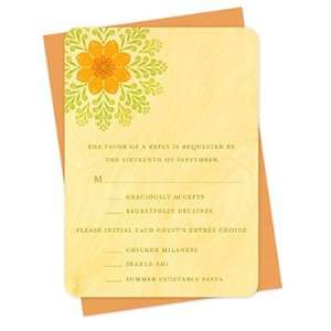  Deco Rosette Reply Card   Real Wood Wedding Stationery 
