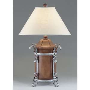   Leather 1 Light Table Lamps in Hand Decorated With Glazed Wrought Iron